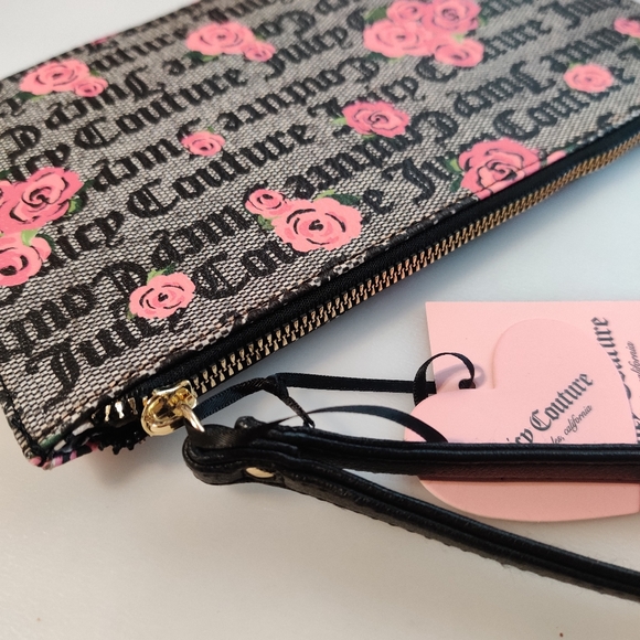 Juicy Couture Large Wristlet Logo Roses - Picture 2 of 11